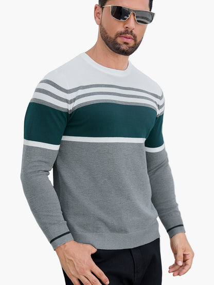 Herren Pullover mit Streifenmuster – Moderner Casual Strickpullover für Alltag und Freizeit