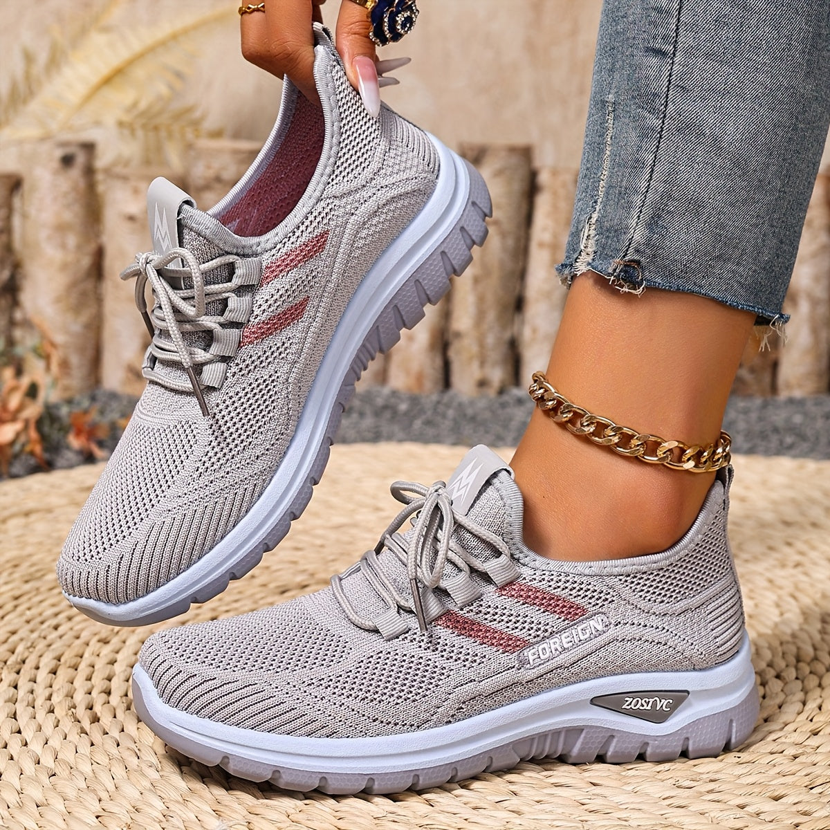 Damen Komfort Freizeit-Sneaker mit modernem Strickdesign und federleichter Sohle – Ideal für Alltag & Sport