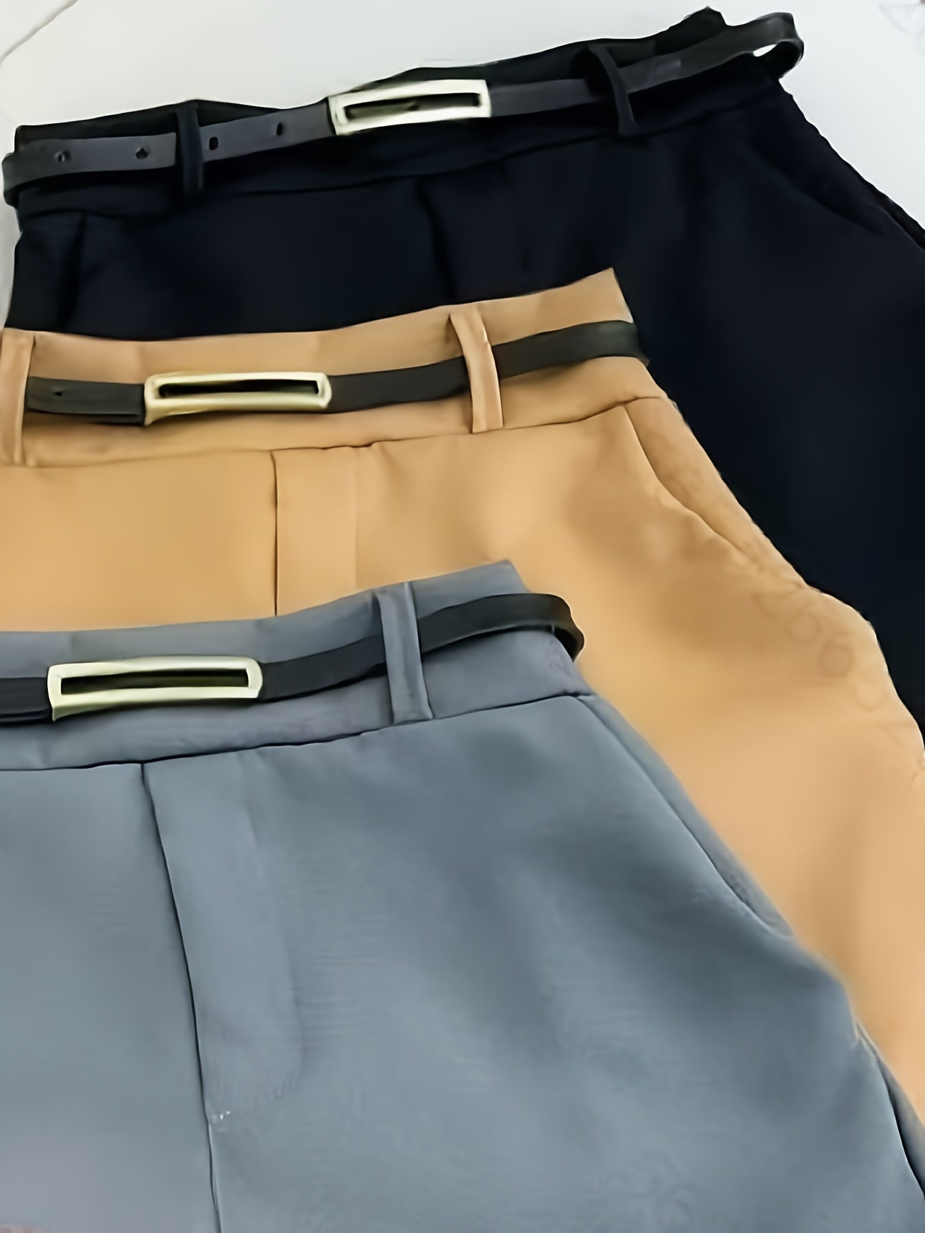 Damen Eleganter High-Waist Skort mit Gürtel-Look – Büro & Freizeit