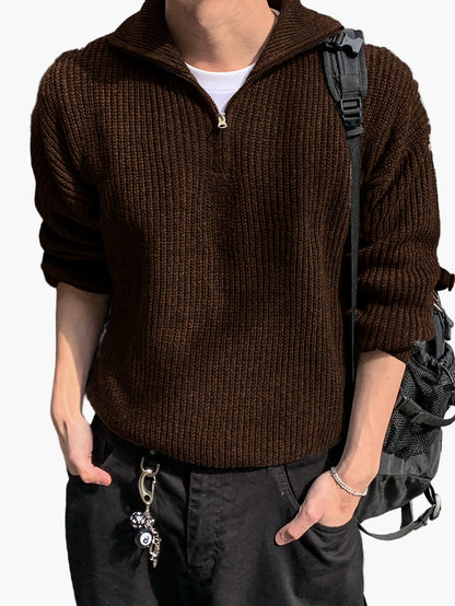 Herren Strickpullover mit Reißverschluss – Lässiger Freizeitstil für Frühling & Herbst
