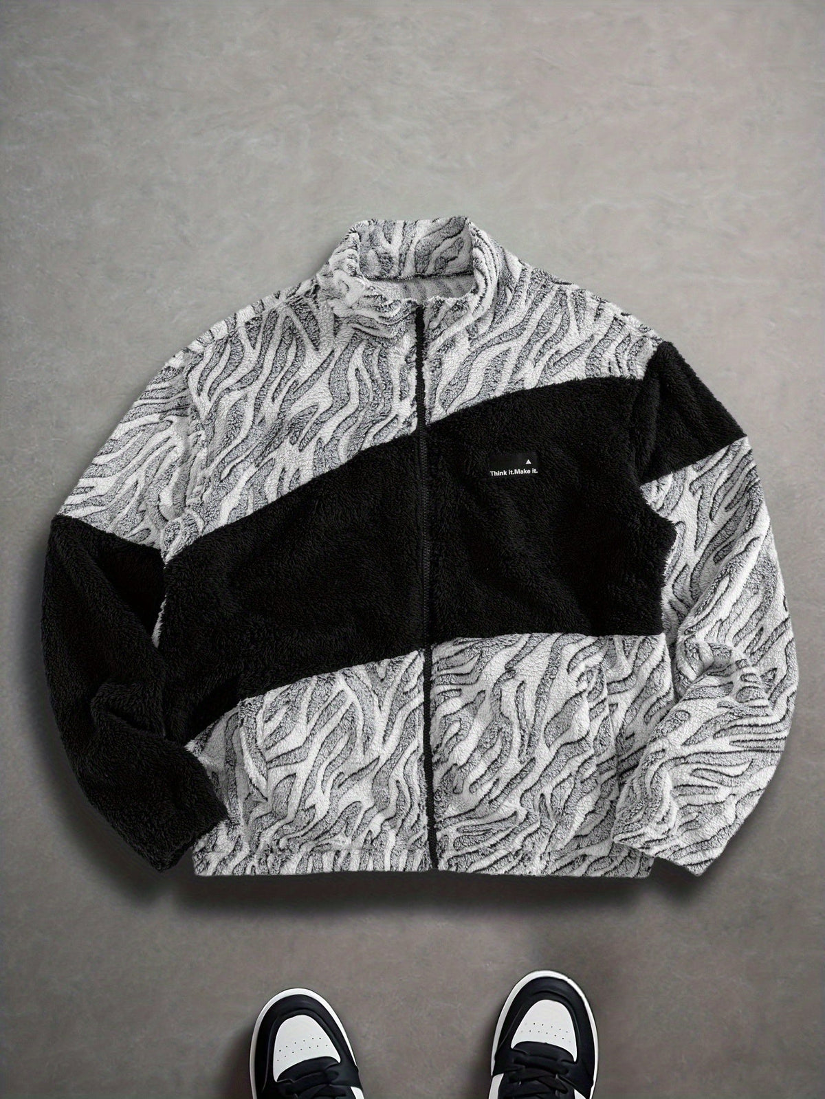 Fleecejacke Unisex mit Stehkragen und Reißverschluss, Tiermuster, mehrere Farben
