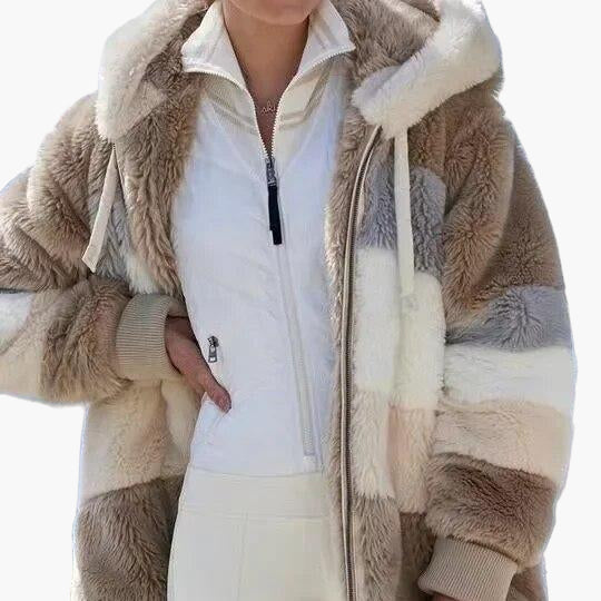 Damen Winterjacke mit Kapuze und Reißverschluss – Kuscheliger Freizeitmantel für kalte Tage