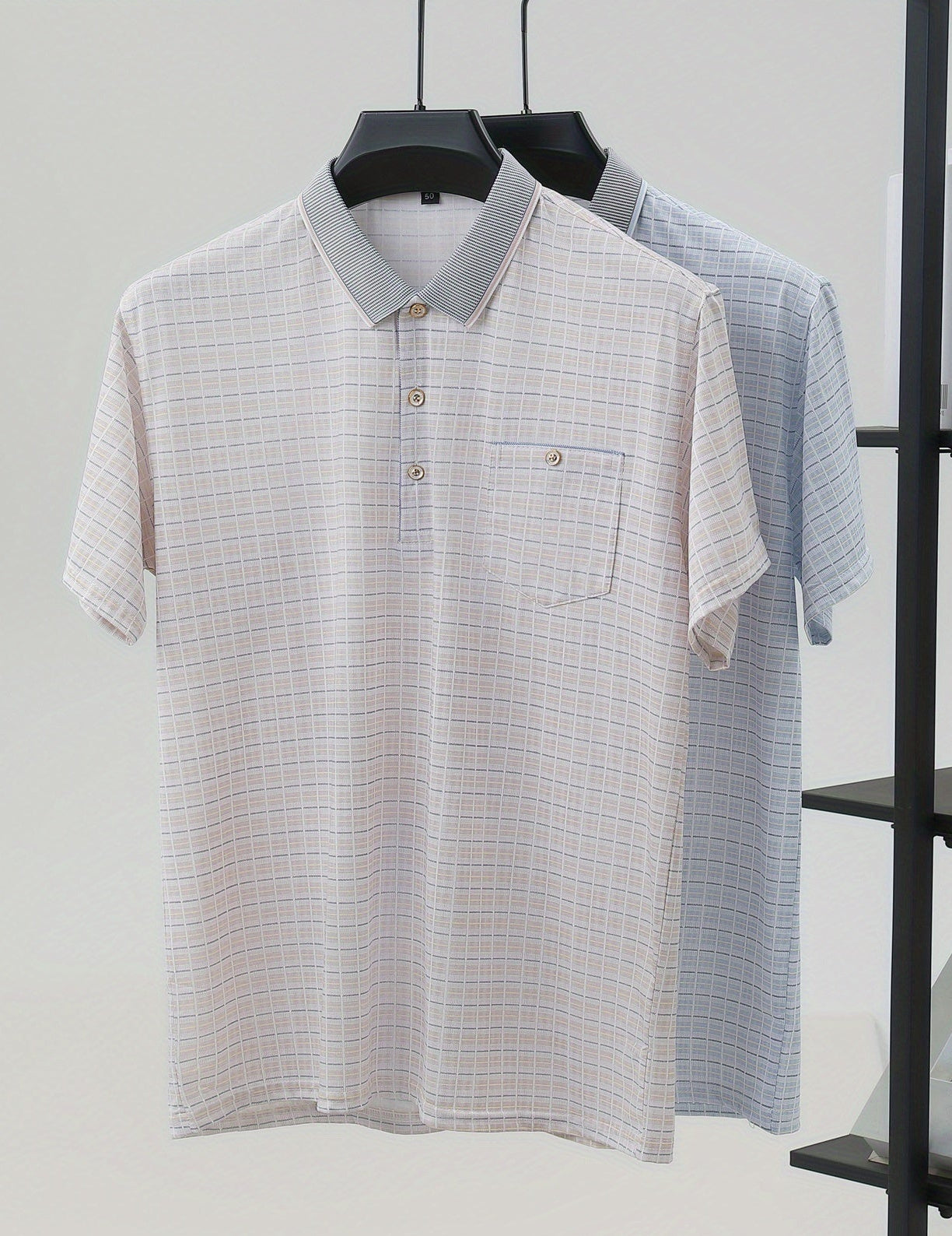 Herren Poloshirt Kariert Modern Business Casual