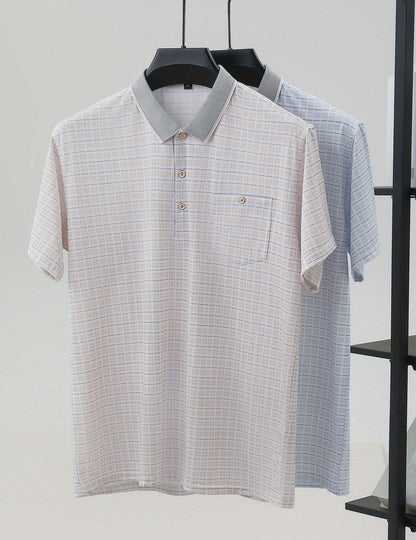 Herren Poloshirt Kariert Modern Business Casual