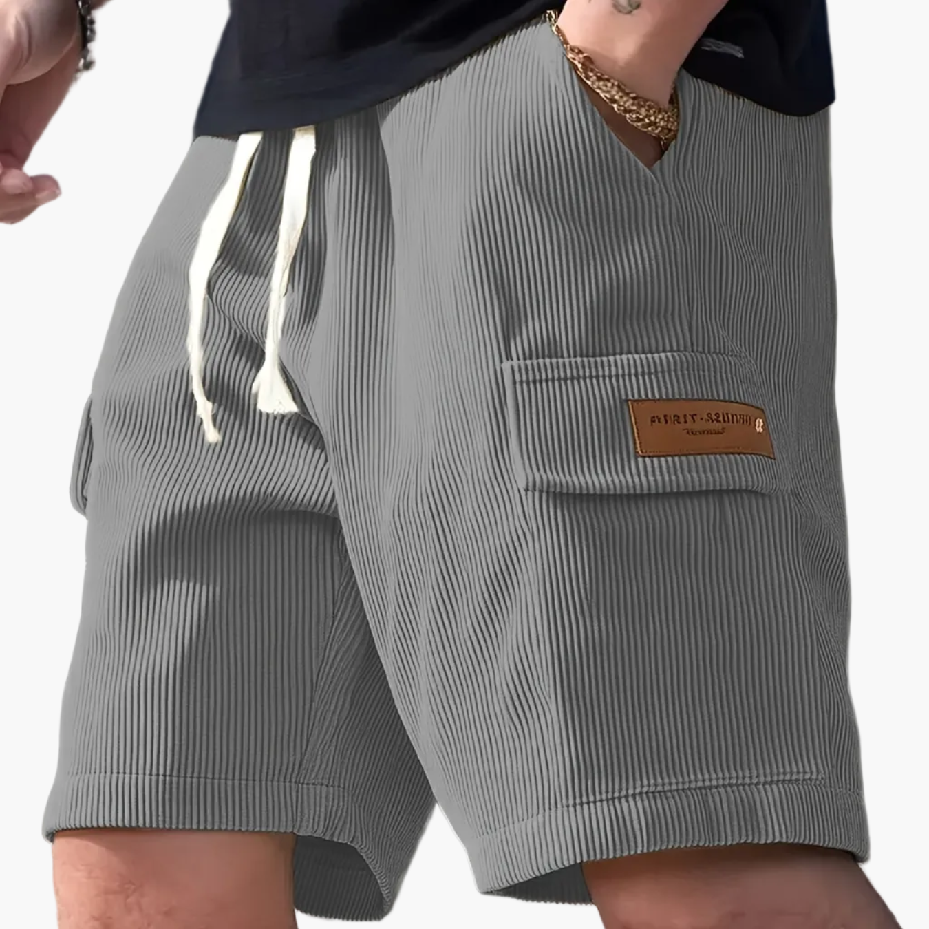 Herren Freizeithose – Modische gestreifte Shorts mit Kordelzug und Seitentasche, ideal für Alltag & Urlaub