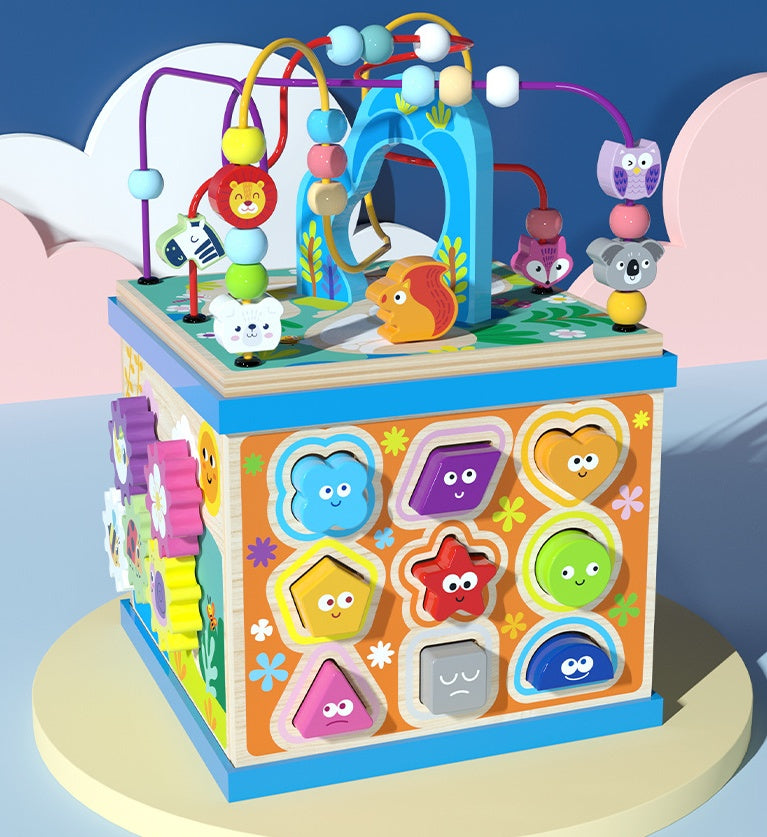 Kinder Multifunktions Lernwürfel Motorikspielzeug mit Alphabet, Zählen & Tiere – Unisex, Pädagogisch, Montessori Stil