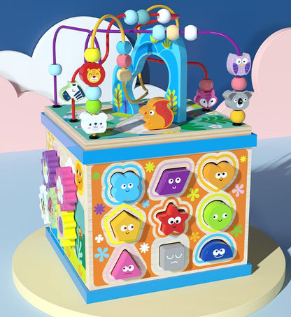 Kinder Multifunktions Lernwürfel Motorikspielzeug mit Alphabet, Zählen & Tiere – Unisex, Pädagogisch, Montessori Stil