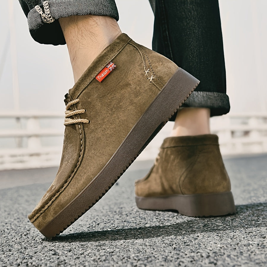 Herren Chukka Stiefel Wildleder-Optik Schnürschuhe Bequeme Stiefeletten Flache Sohle