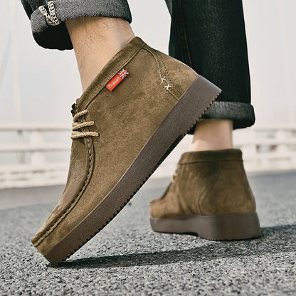 Herren Chukka Stiefel Wildleder-Optik Schnürschuhe Bequeme Stiefeletten Flache Sohle