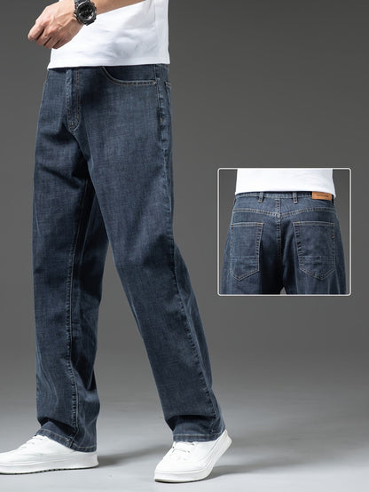 Herren Jeans Regular Fit Weit Bequem Freizeit Basic Denimhose