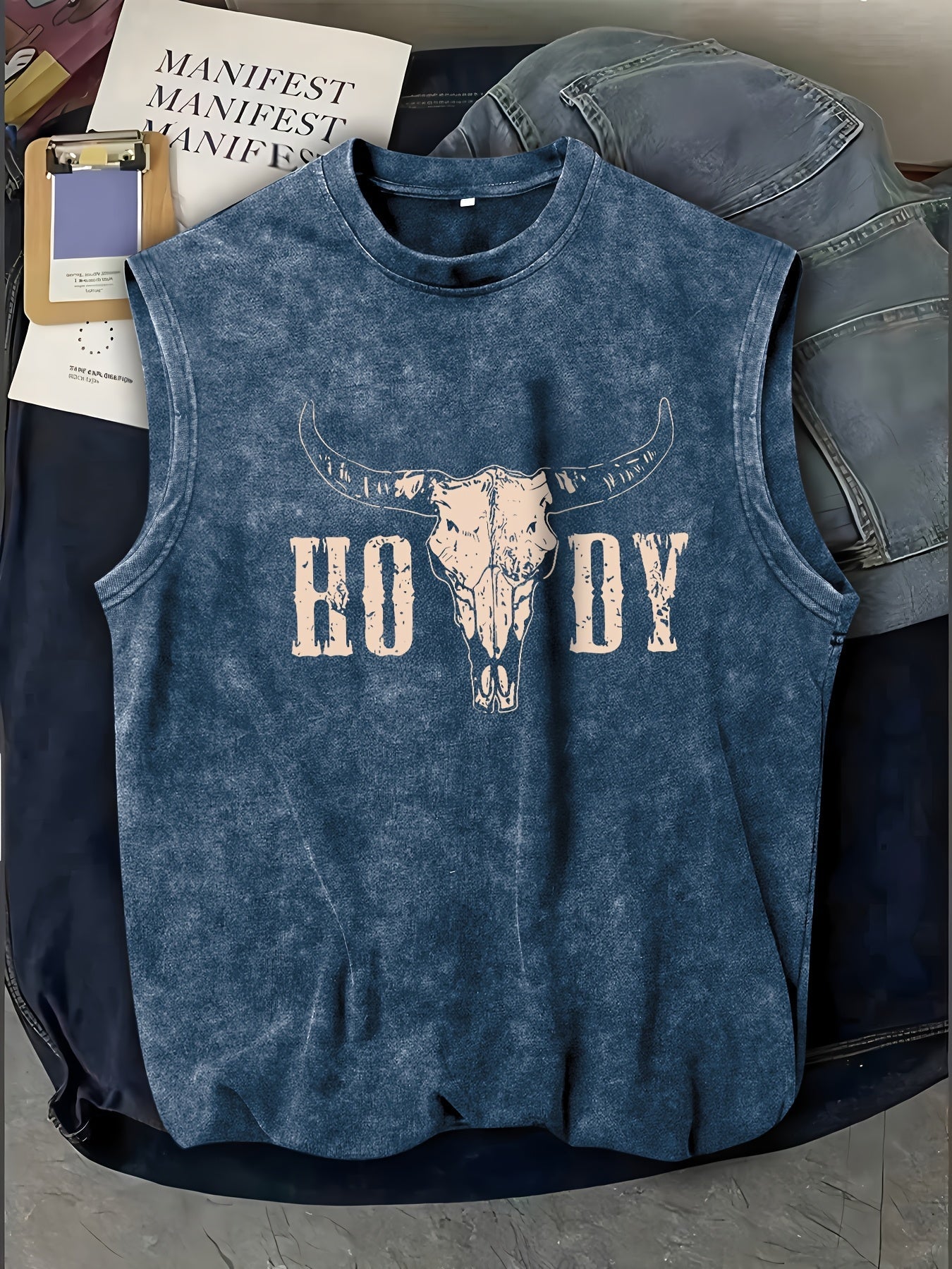 Herren Western Tanktop mit Print – Lässiges ärmelloses Shirt im Vintage-Stil für Freizeit & Festivals