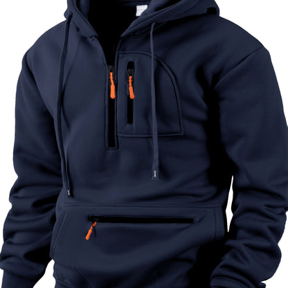 Herren Hoodie mit Reißverschluss, Kängurutasche und Kapuze