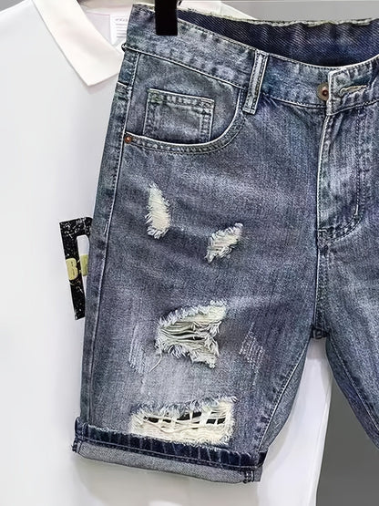 Herren Jeansshorts im Used-Look mit Distressed-Details – Streetstyle Denim Shorts