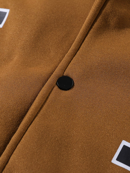 College Jacke Unisex mit Kontrastärmeln und Druckknöpfen, Baseball Bomberjacke