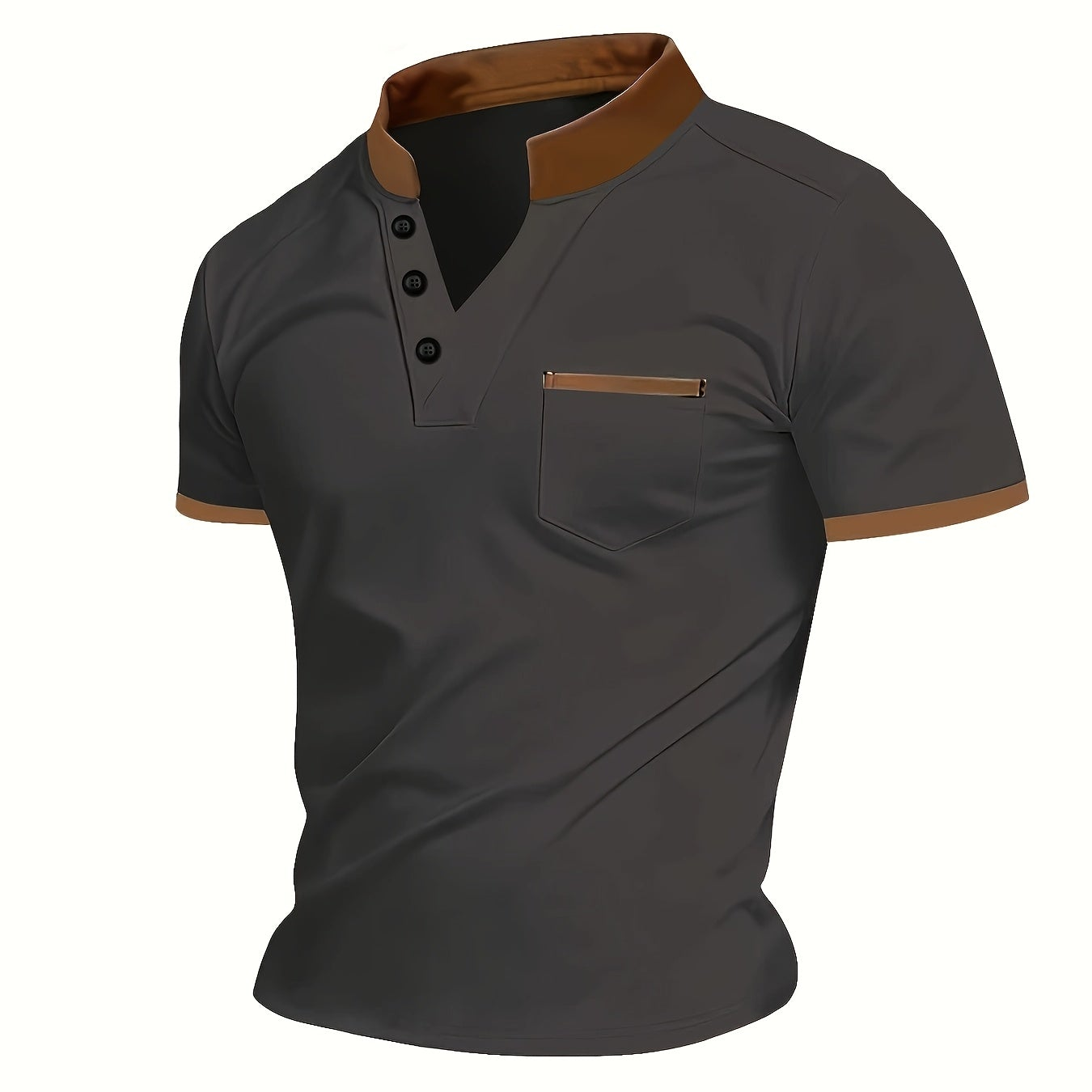 Herren Poloshirt mit modernem Stehkragen und Brusttasche – Stilvolles Freizeit- und Business-Oberteil