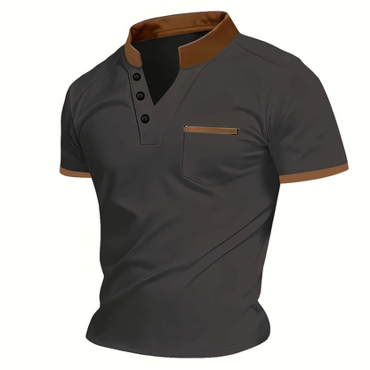 Herren Poloshirt mit modernem Stehkragen und Brusttasche – Stilvolles Freizeit- und Business-Oberteil