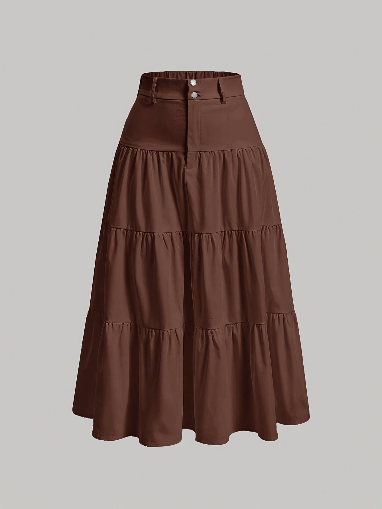 Damen Maxirock Elegant Stufenrock mit Hohem Bund für Alltag und Freizeit