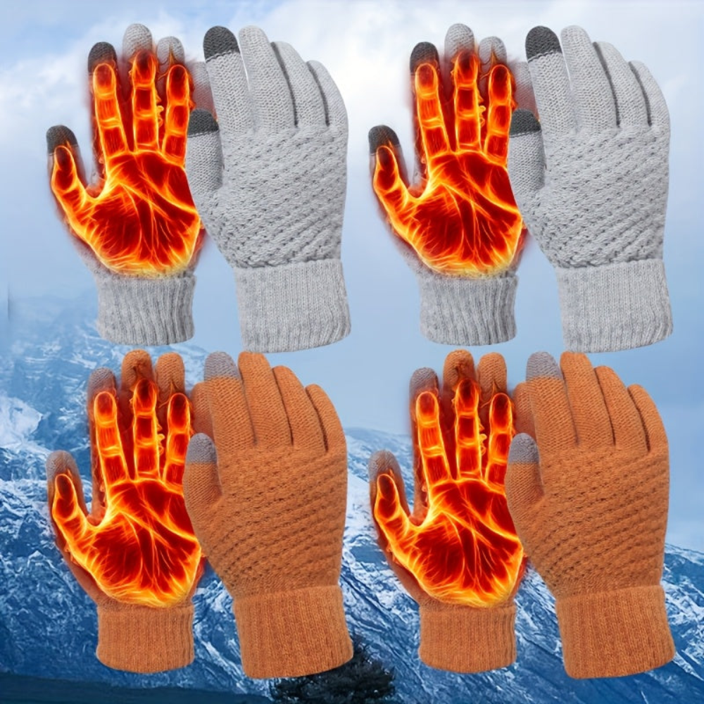 Unisex Winterhandschuhe mit Touchscreen-Funktion, Gestrickte Warme Handschuhe, Mehrfarbig