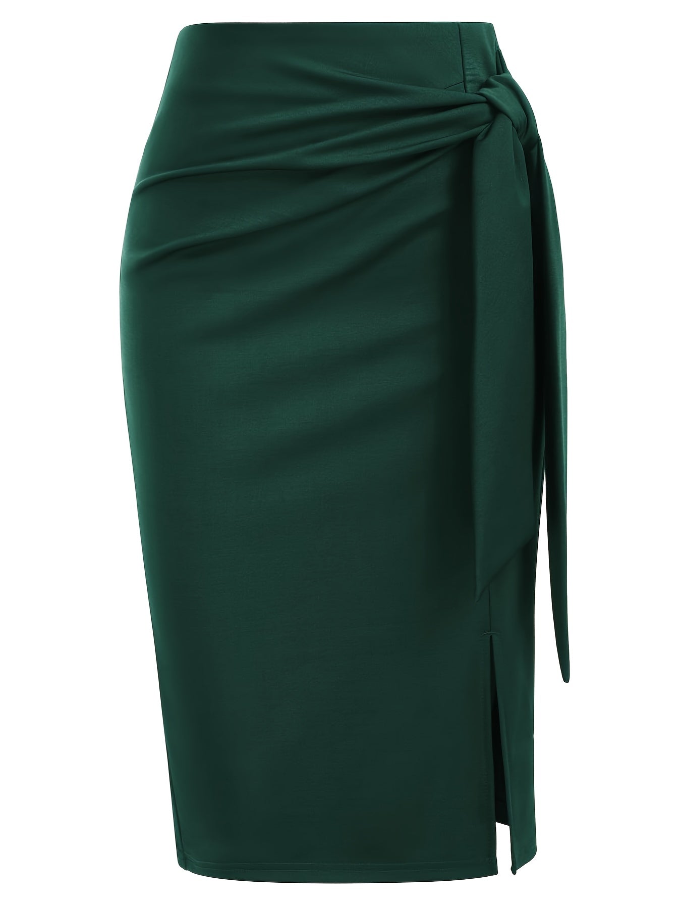 Damen Eleganter Midirock mit Knoten-Detail und Schlitz – Perfekt für Büro & Ausgehen