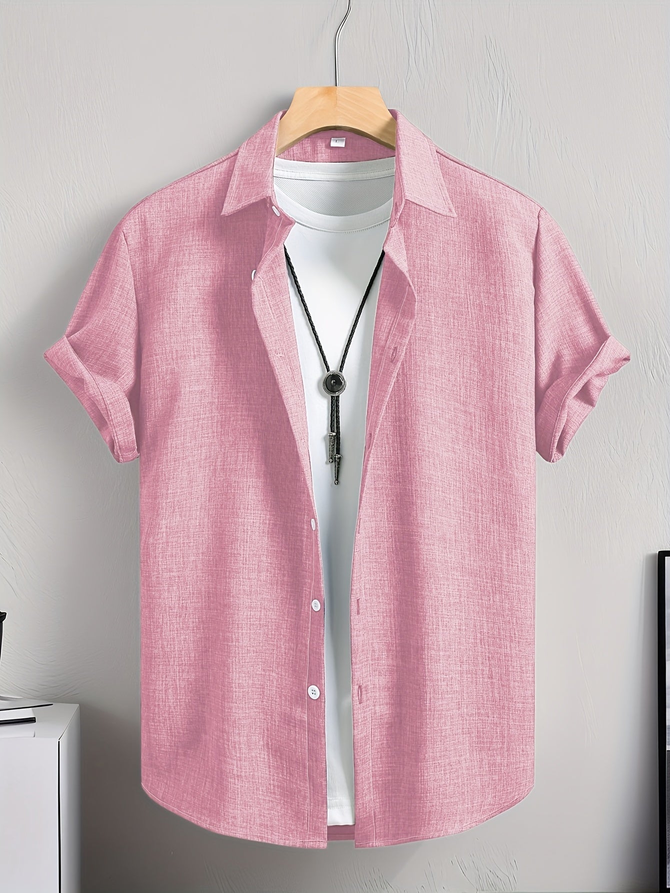 Herren Casual Kurzarm Hemd mit T-Shirt Layering Look – Stylisches Sommer Freizeithemd