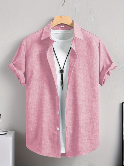 Herren Casual Kurzarm Hemd mit T-Shirt Layering Look – Stylisches Sommer Freizeithemd