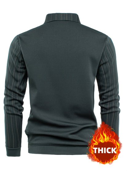 Herren Langarmshirt mit V-Ausschnitt Optik & gestreiften Ärmeln