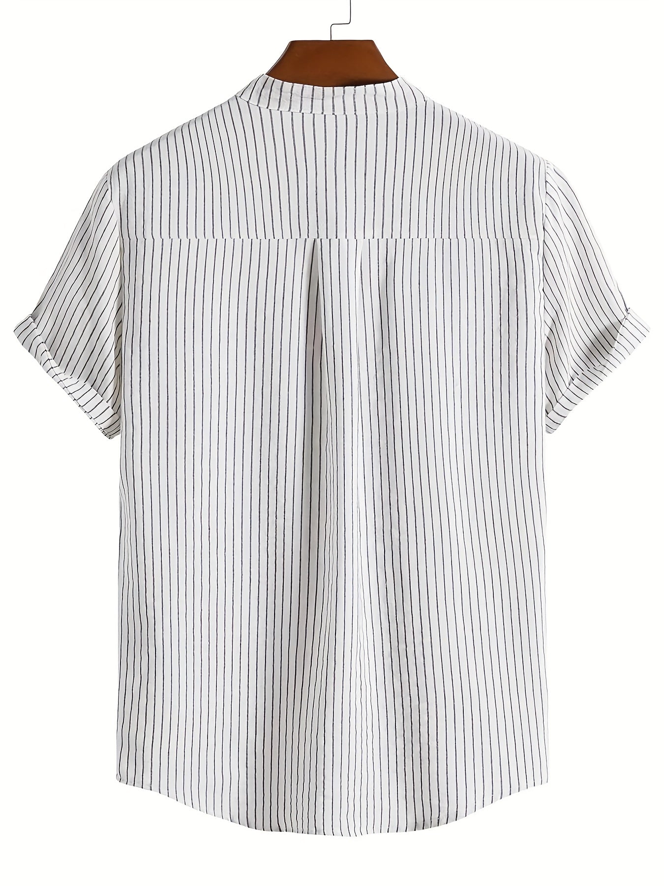 Herren Freizeit Hemd mit Stehkragen und Streifen – Modernes Kurzarmshirt für Alltag und Büro