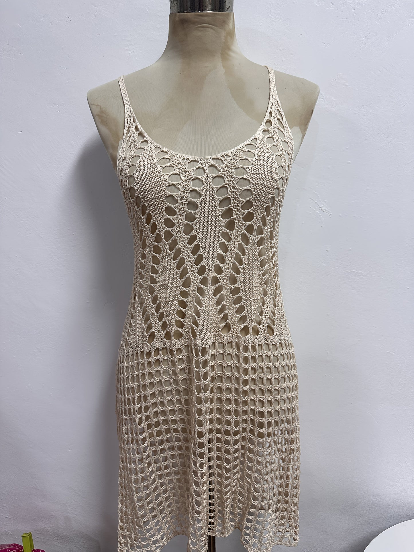 Damen Häkel Strandkleid Badeanzug Cover-Up – Sommer Strandmode, Sexy Netz Tunika