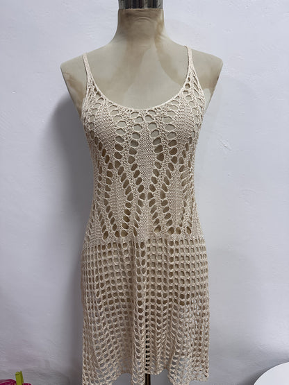 Damen Häkel Strandkleid Badeanzug Cover-Up – Sommer Strandmode, Sexy Netz Tunika