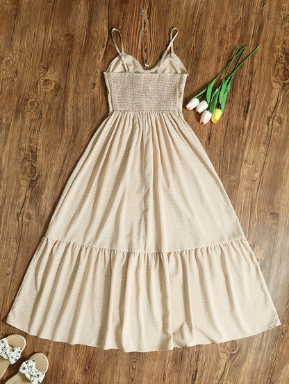 Damen Maxikleid Vintage-Stil mit Punkten und Volants – Eleganter Sommer-Look