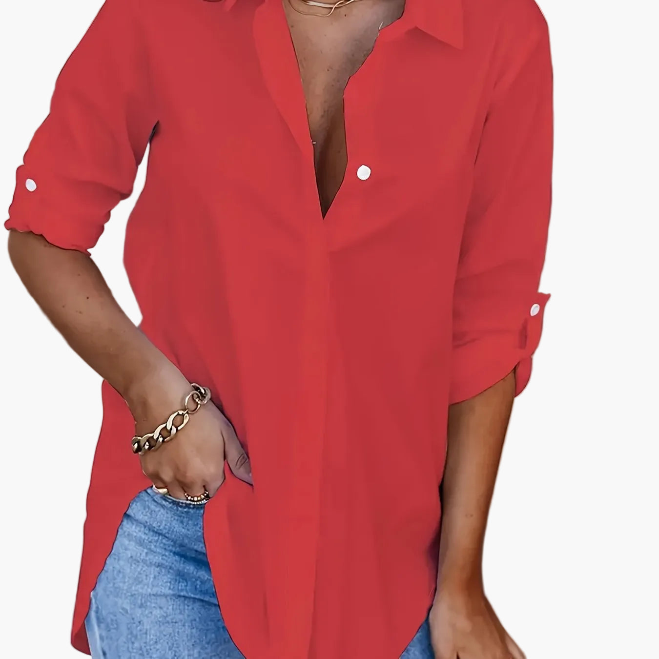 Damen Langarm Bluse im lässigen Hemdblusen-Stil – Perfekt für Alltag und Büro