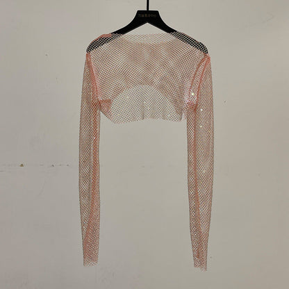 Melanie – Glänzendes Netzhemd mit Strasssteinen