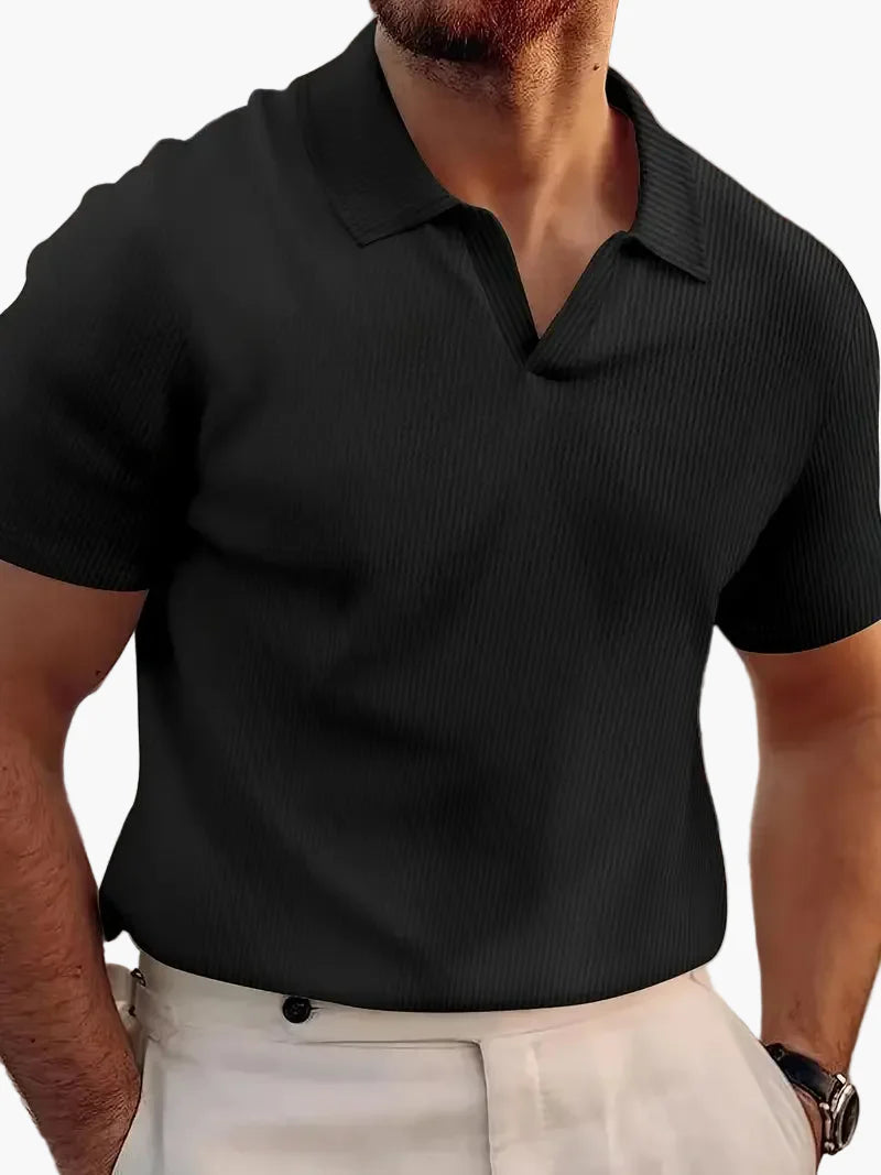 Herren Kurzarm Polohemd mit V-Ausschnitt – Stilvolles Freizeitshirt für Alltag und besondere Anlässe