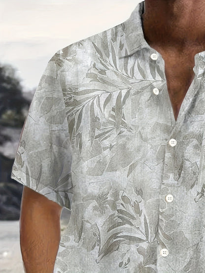 Herren Sommer Freizeit Hemd mit Pflanzenmuster – Ideal für Urlaub & Strand