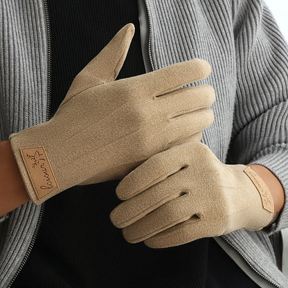Unisex Winterhandschuhe, weich, warm, mit Ziernähten und Logo-Patch
