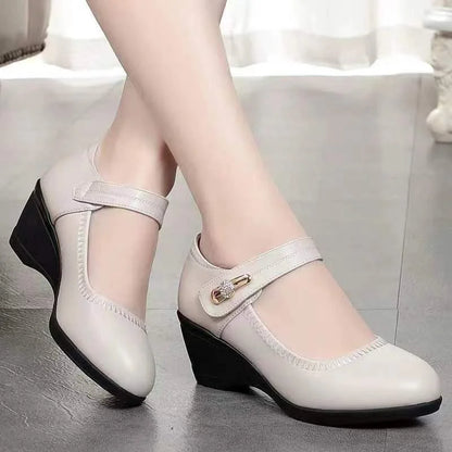 Damen Mary Jane Keilabsatz Schuhe mit Riemen