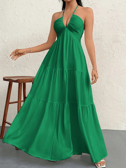 Damen Maxikleid Elegant mit Spaghettiträgern und Rückenfrei – Stilvolles Abend- und Sommerkleid