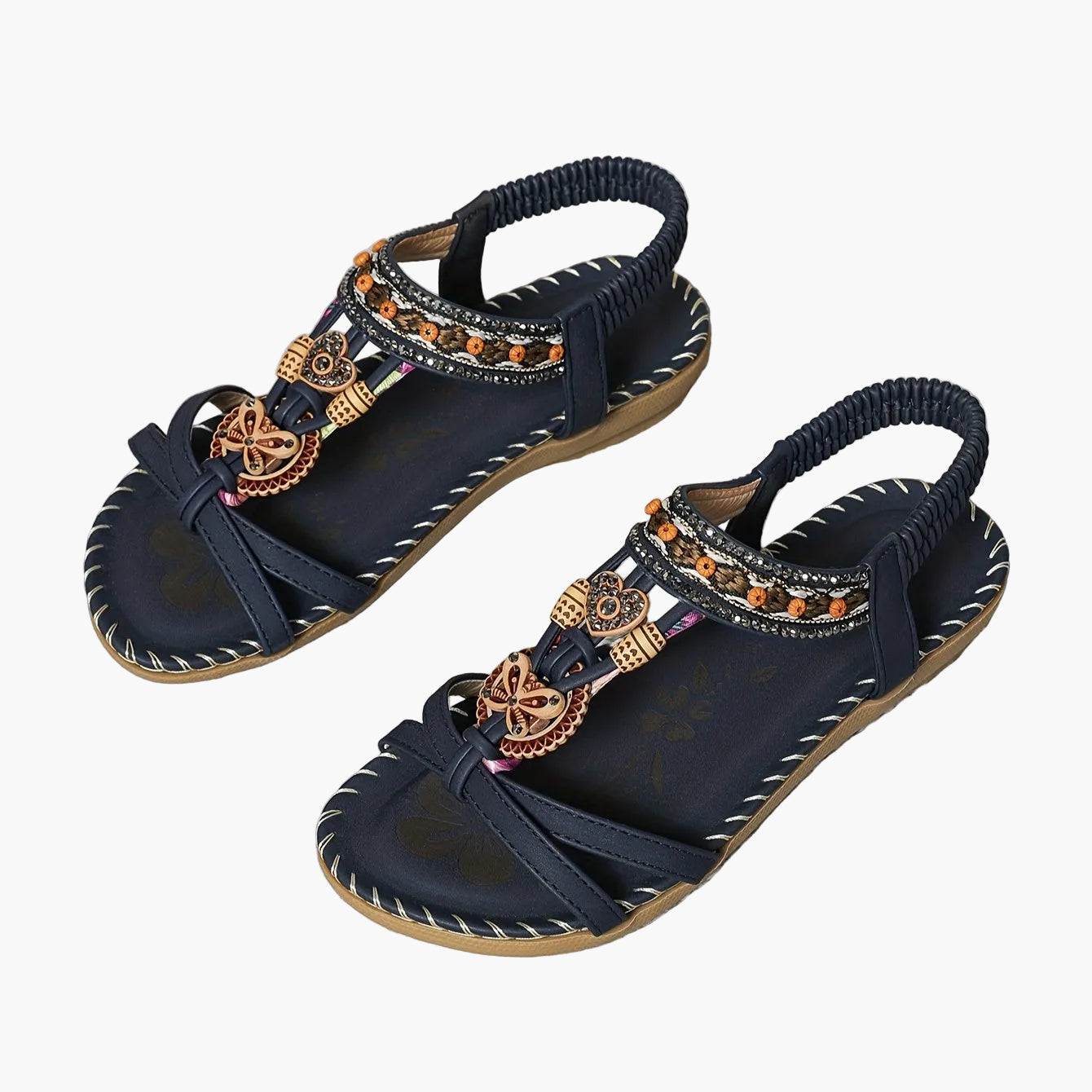 Damen Boho Sandalen mit Schmuckelementen – Bequeme Freizeitschuhe für Sommer & Urlaub