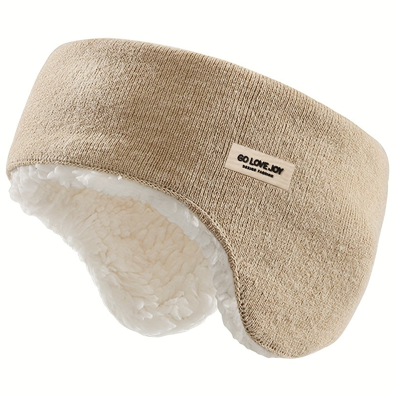 Winter Stirnband Ohrenwärmer mit flauschigem Futter, Strickoptik