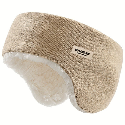 Winter Stirnband Ohrenwärmer mit flauschigem Futter, Strickoptik