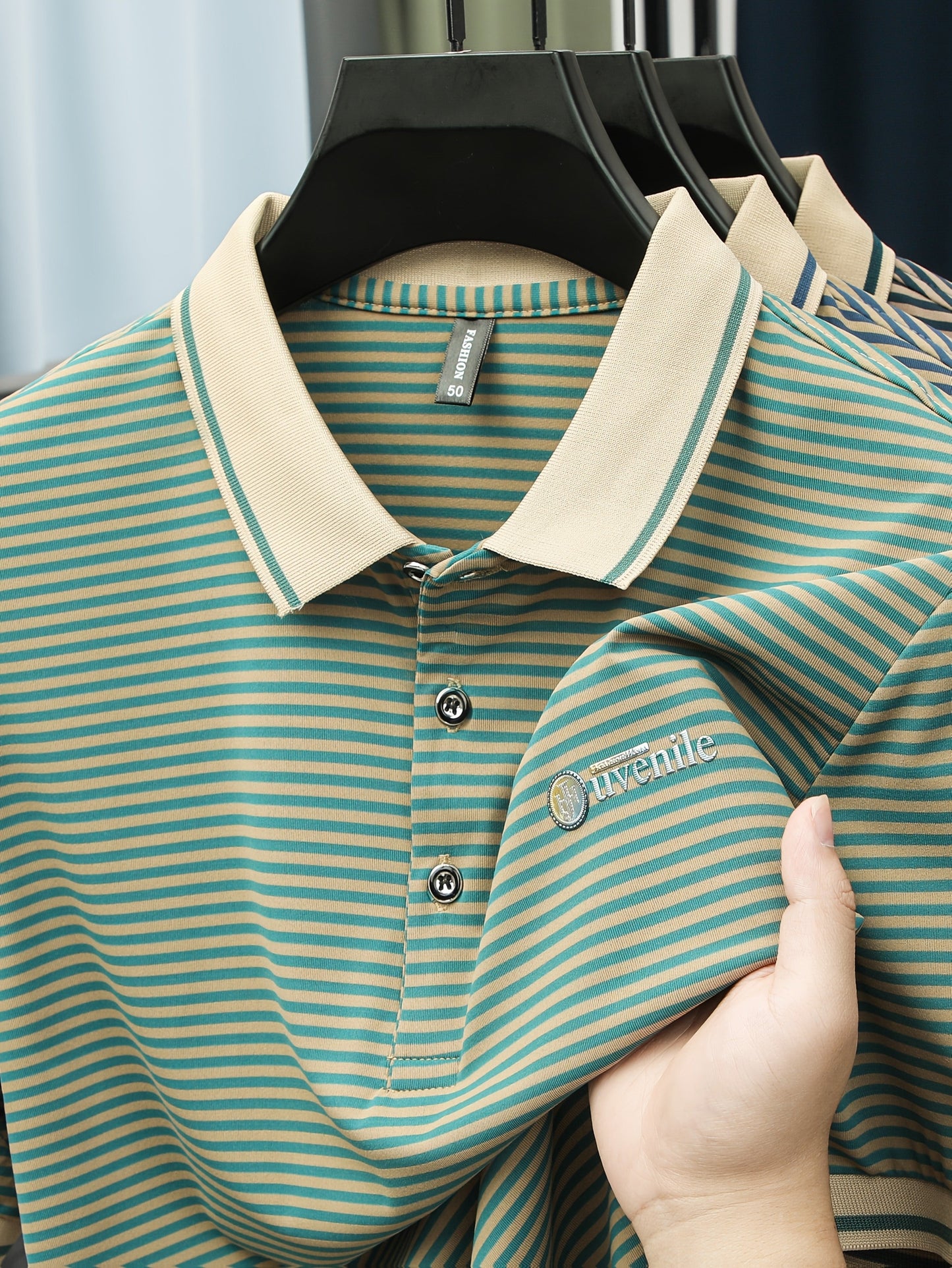 Herren Polo-Shirt mit Streifenmuster und Stickerei – Modisch & Vielseitig für Alltag und Freizeit