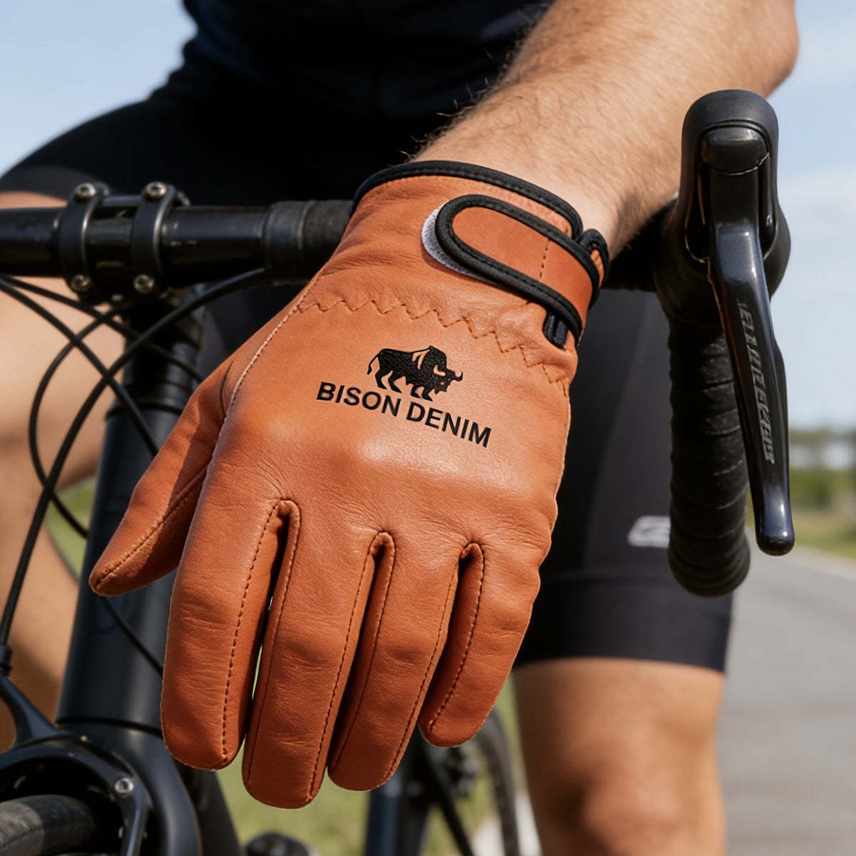 Fahrradhandschuhe Braun mit Klettverschluss