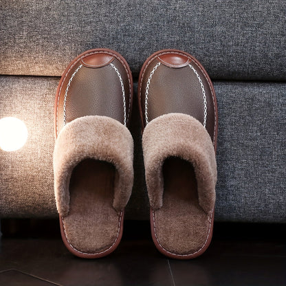 Unisex Winter Hausschuhe gefüttert mit Kunstpelz, rutschfeste Sohle