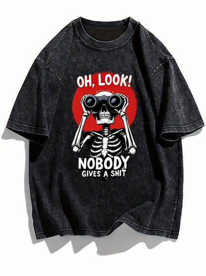 Herren Oversize Statement T-Shirt mit Skelett und lustigem Spruch – Streetwear Grafikshirt