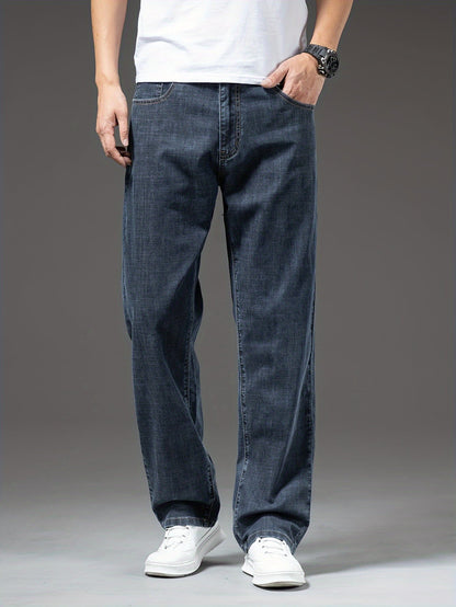 Herren Jeans Regular Fit Weit Bequem Freizeit Basic Denimhose