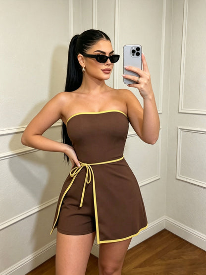 Damen Jumpsuit Bandeau Stil Elegant für Abend und Party