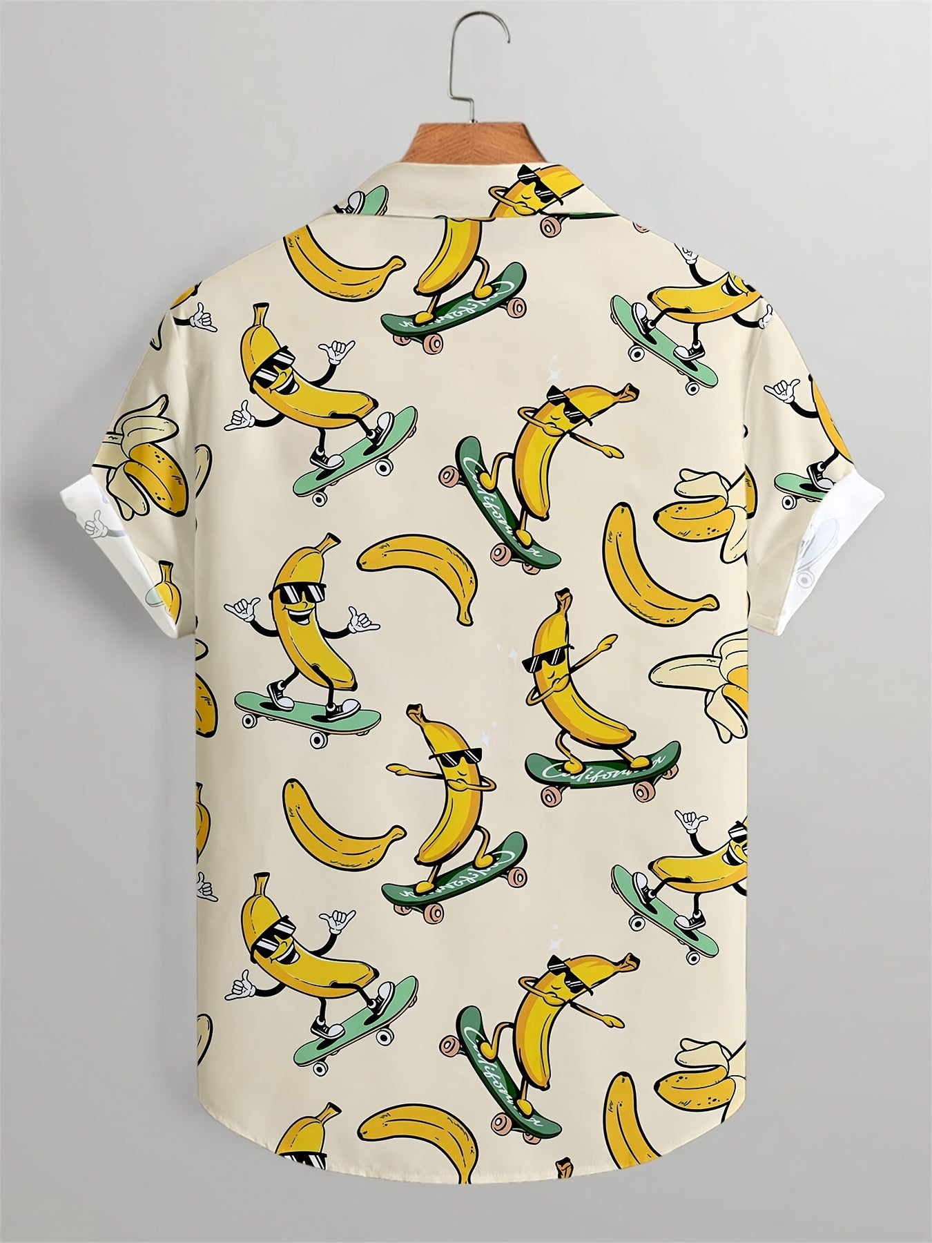 Herren Kurzarmhemd mit witzigem Bananen-Skateboard-Print – Freizeit, Festival, Statement