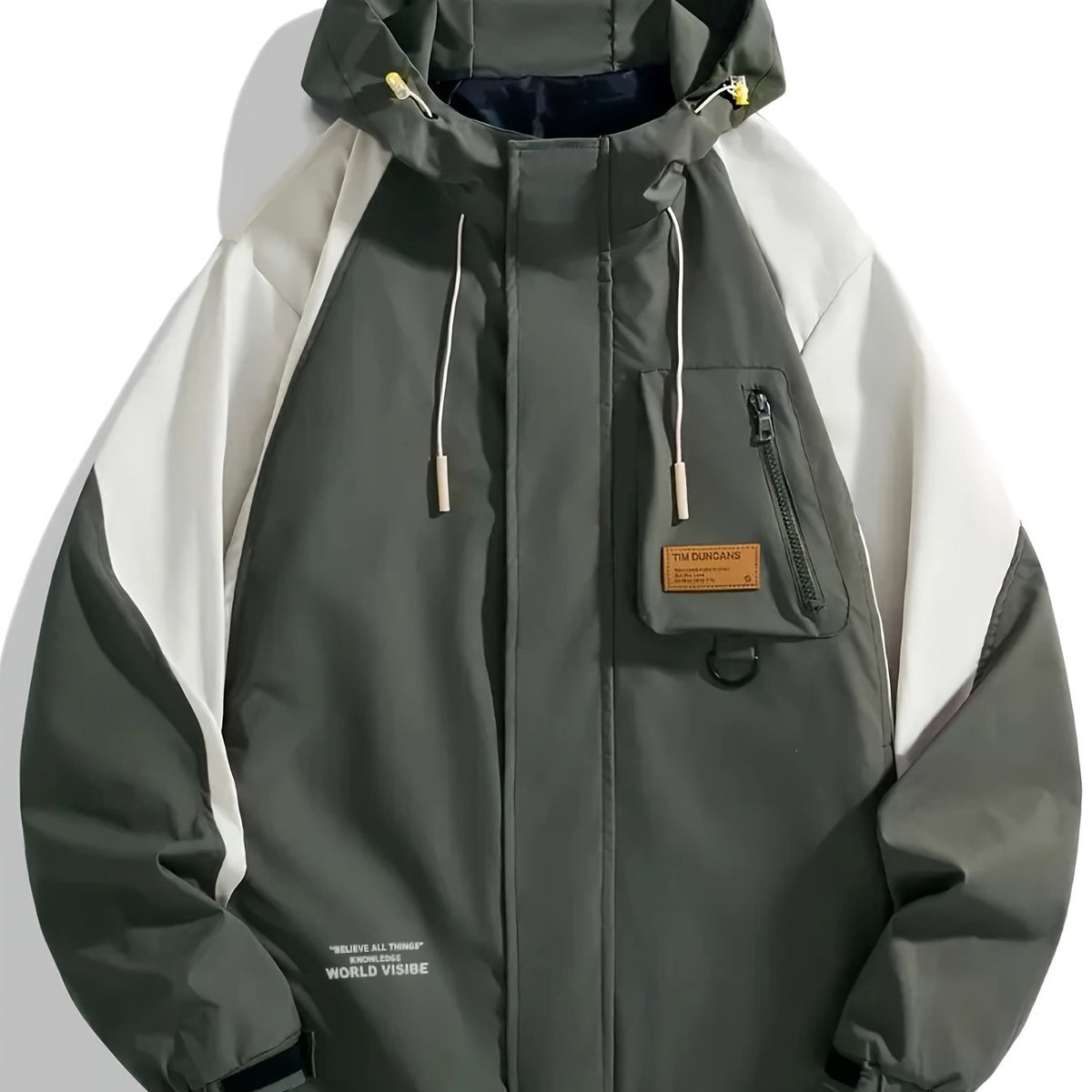 Hoodie Jacke Herren Kapuzenjacke Zweifarbig Outdoor Stil Schwarz Olivgrün
