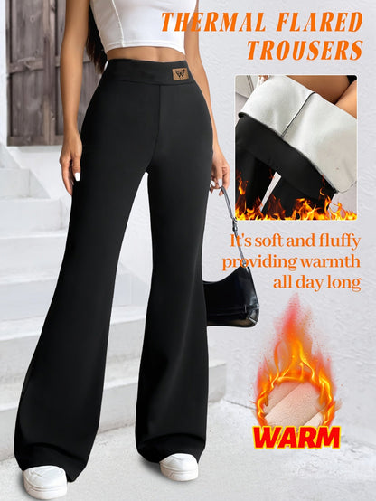 Damen Schlaghose Schwarz mit Thermofutter Flared Leg