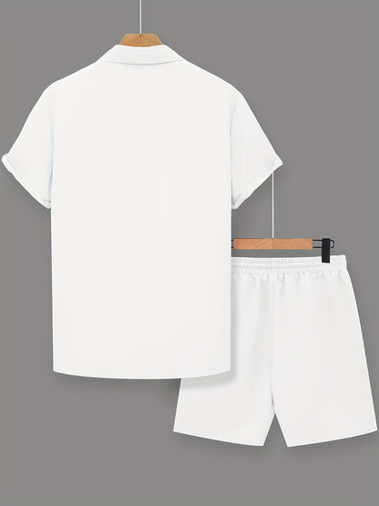 Herren Sommer Freizeit Set mit Motivdruck – Shirt und Shorts, Modernes 2-teiliges Outfit für Alltag & Urlaub